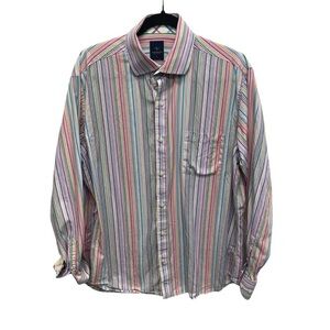 Tailorbyrd collection men’s casual button up shirt rainbow striped sz Large